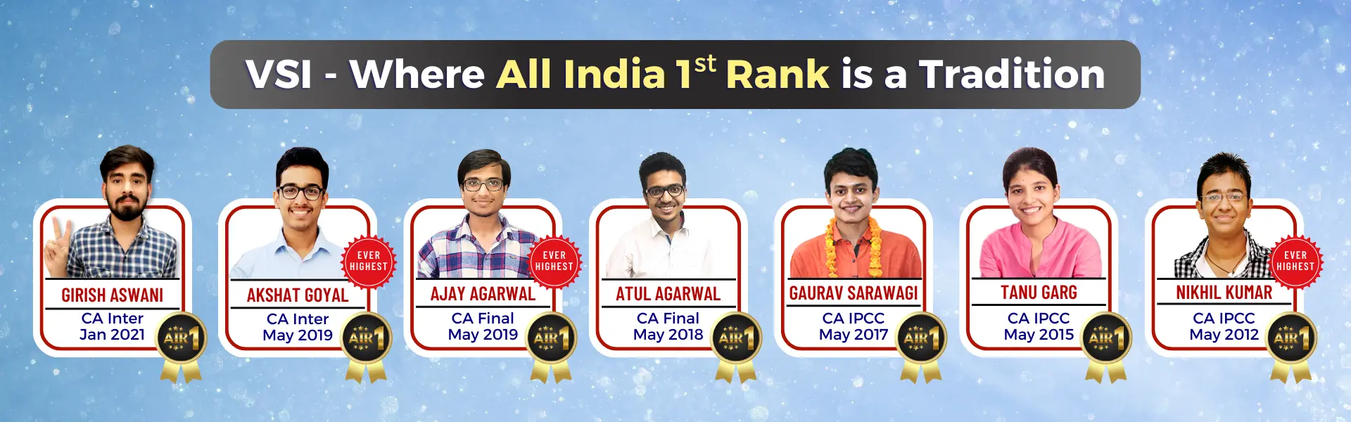 VSI All India 1st Rankers