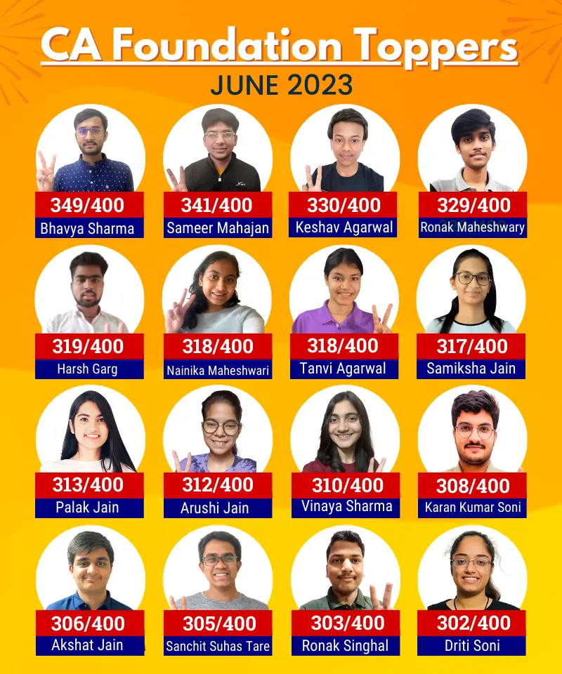 VSI CA Foundation Toppers June 2023