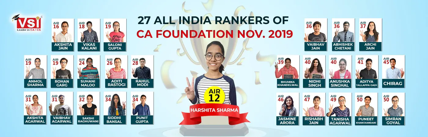 VSI All India Rankers of CA Foundation Nov 2019