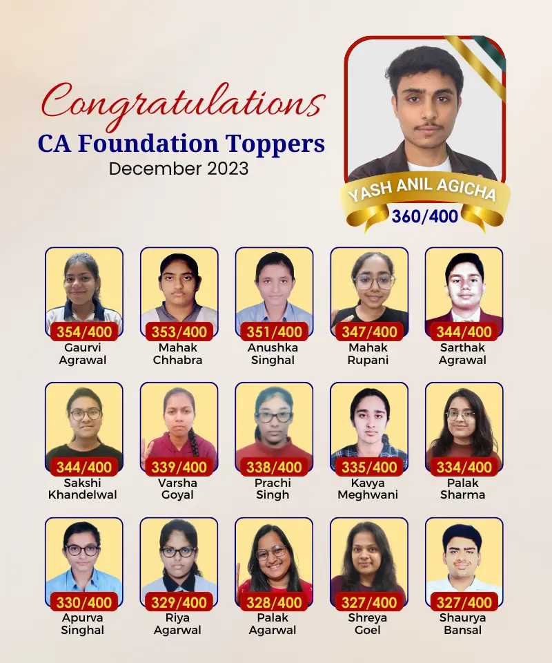 VSI CA Foundation Toppers December 2023
