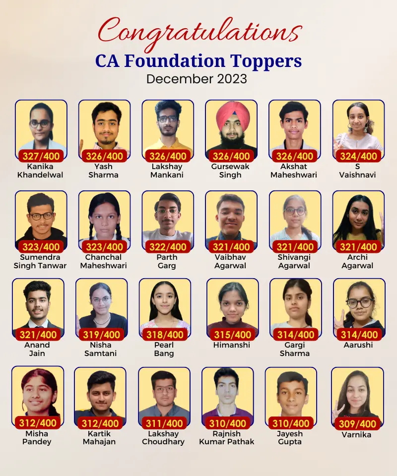 VSI CA Foundation Toppers December 2023