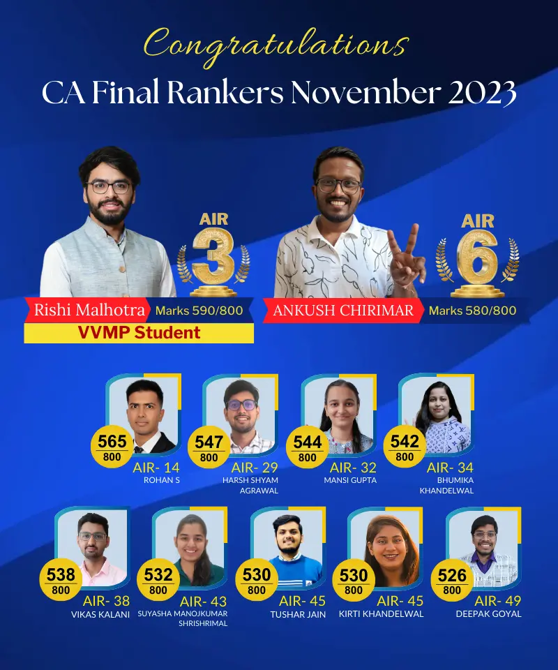 VSI All India Rank in CA Final Nov 2023