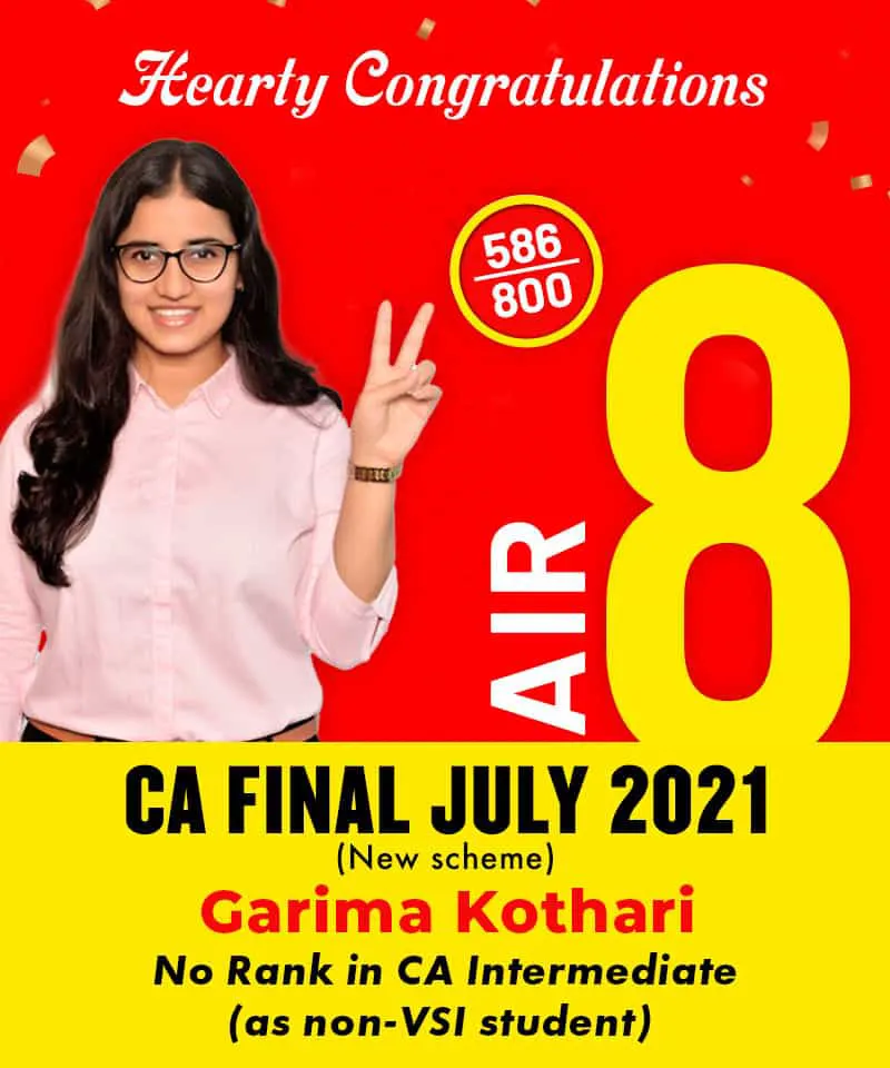 Garima Kothari VSI CA Final Result July 2021 (New scheme)