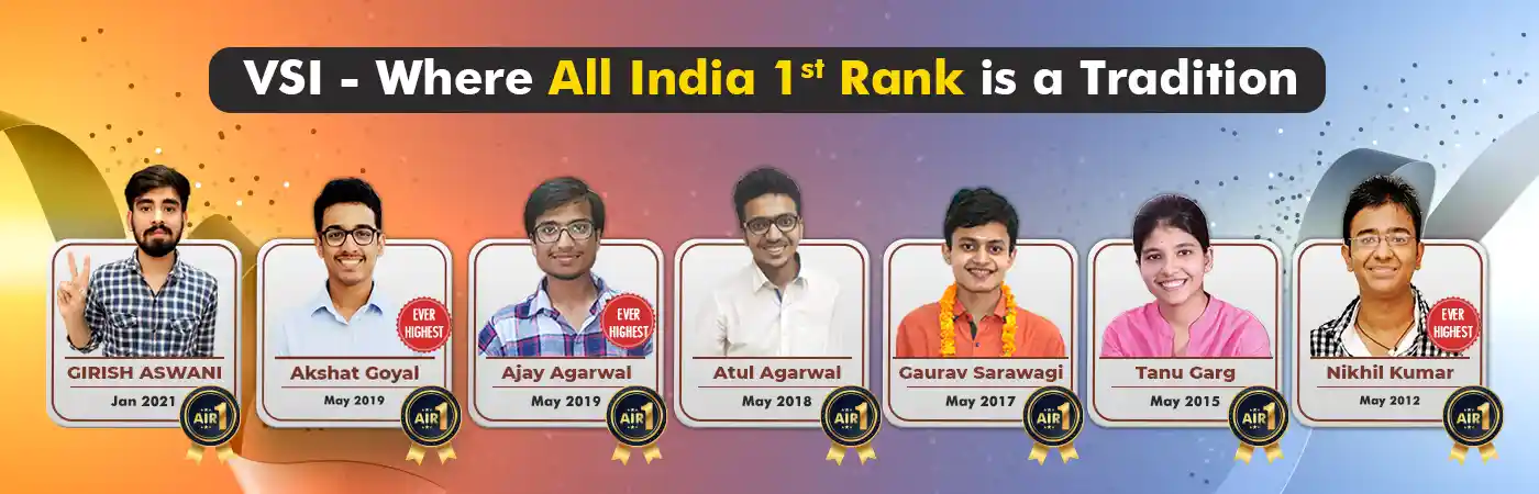 VSI all India Ranks in last 10 years