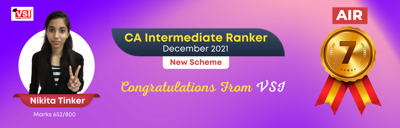 AIR 7th Rank Nikita Tinker CA Intermediate December 2021