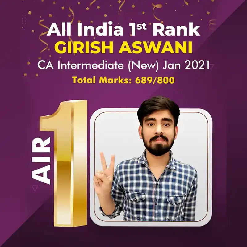 AIR 1st Girish Aswani CA Intermediate jan 2021