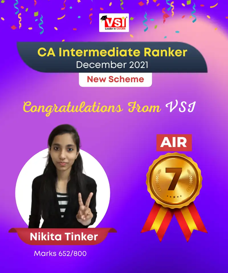 AIR 7th Rank Nikita Tinker CA Intermediate December 2021