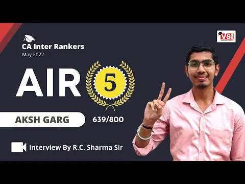 CA Inter AIR 5 Aksh Garg - Interview with Dr. CA R.C. Sharma Sir