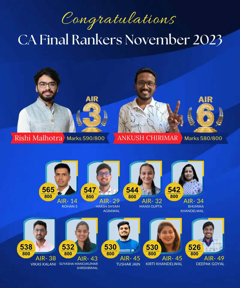 VSI All India Rank in CA Final Nov 2023