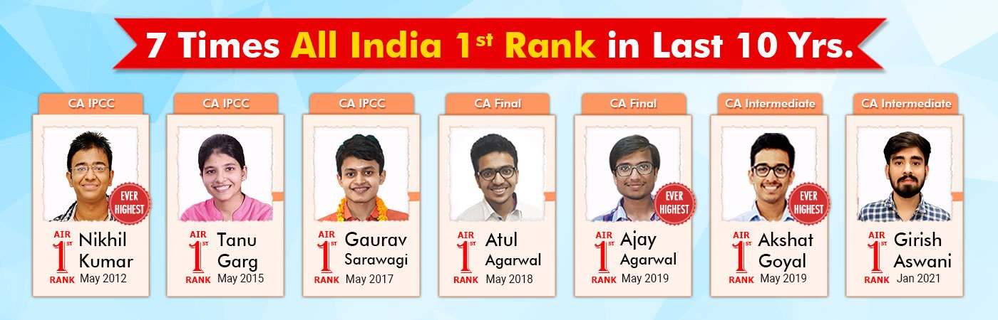 7 Times All India 1st Rank in CA Exams