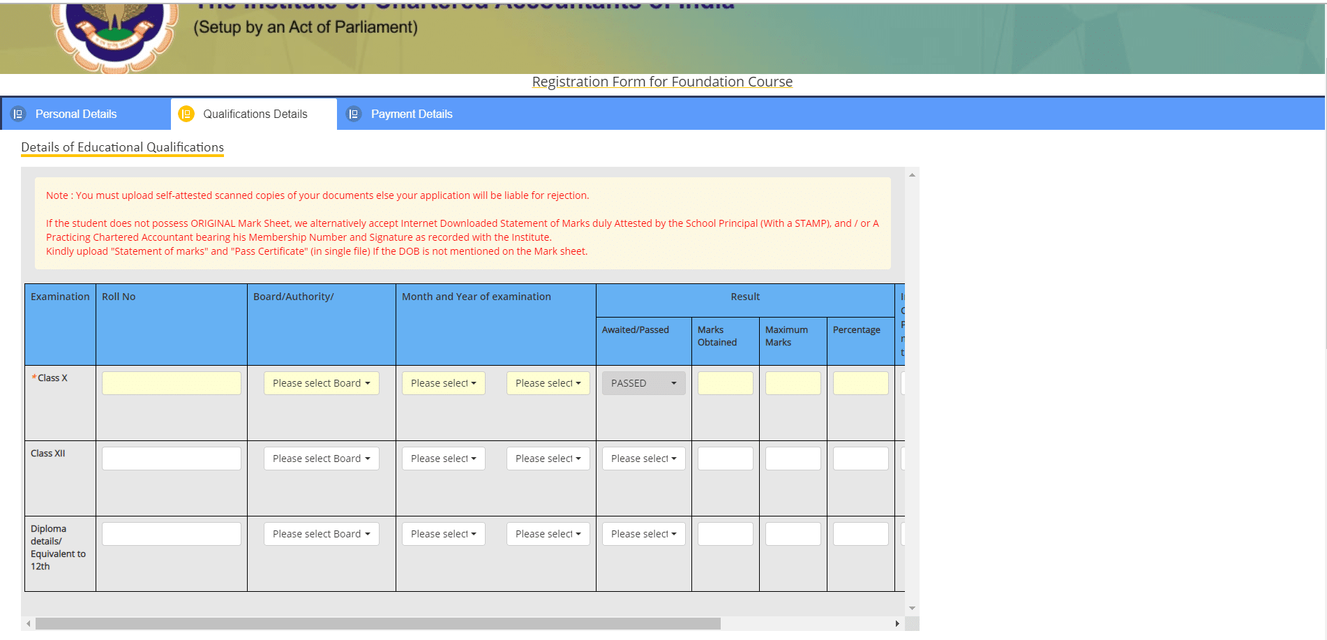 submitting scanned certificates