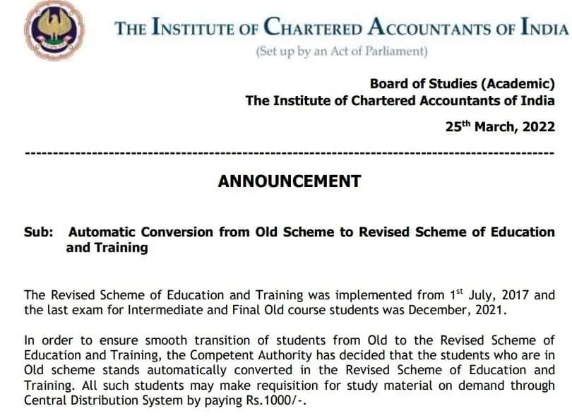 Automatic conversion from CA Old syllabus to new syllabus