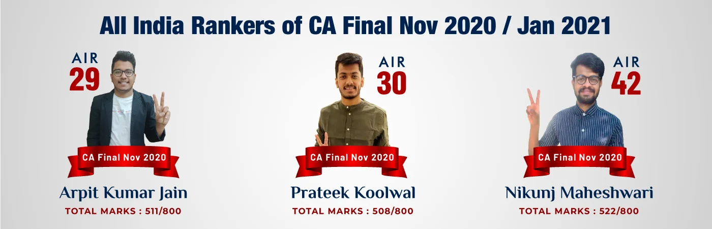 CA Final All India Rankers of Nov 2020 and Jan 2021
