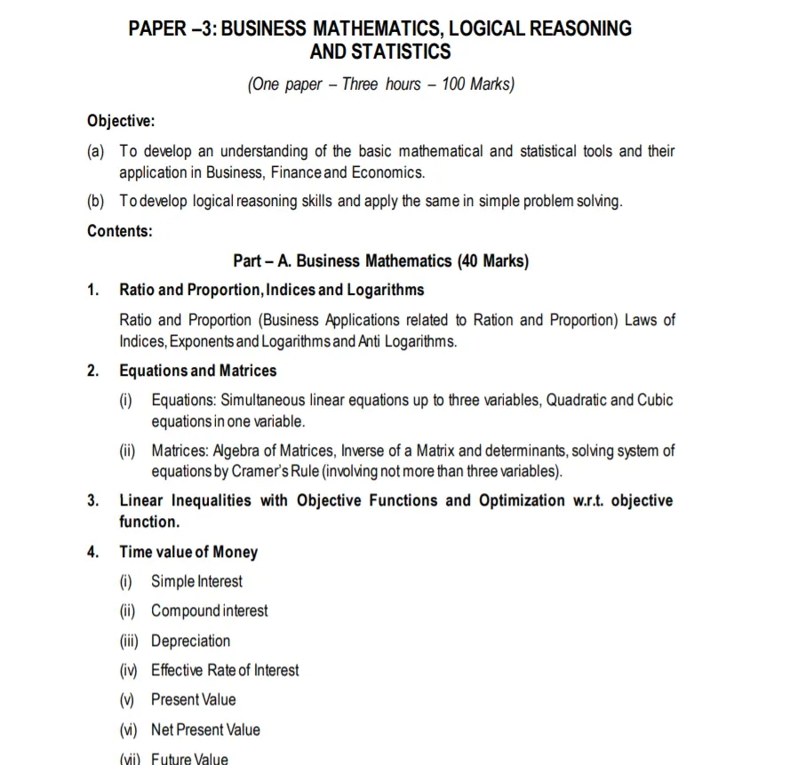 CA Foundation Maths Syllabus