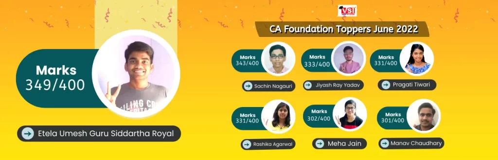 CA Foundation Rankers of the VSI Jaipur Institute