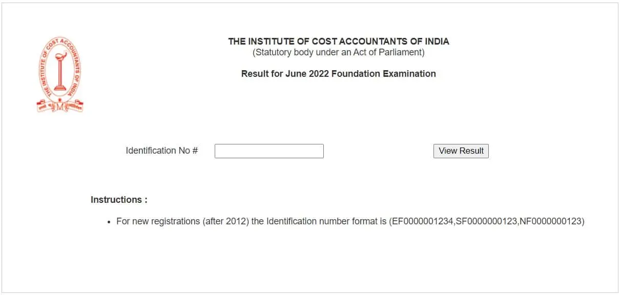 Checking the CMA result of Inter and Final Dec 2022 exams