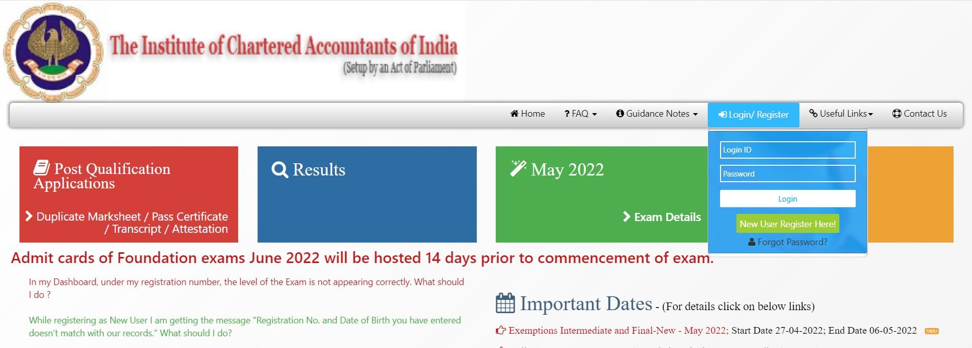 Downloading CA Foundation Dec 2022 Admit Card