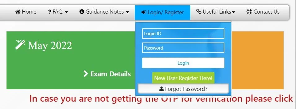 Forget Password Option for CA Final Admit Card