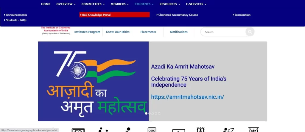 ICAI Website BOS knowledge Portal