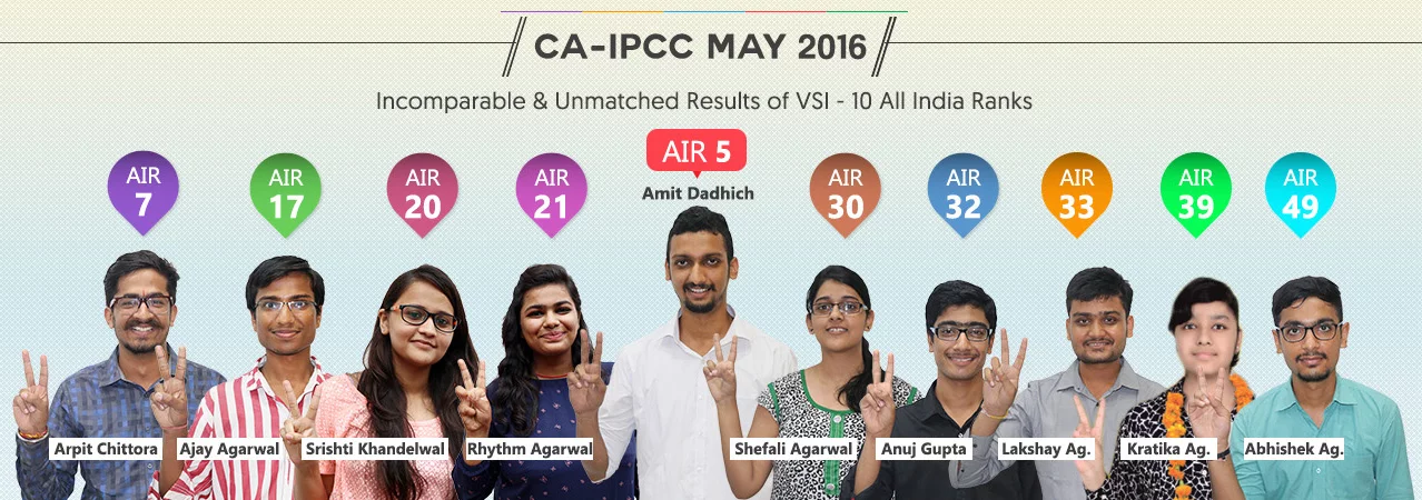 10 All India Ranks from the CA IPCC coaching batch of May 2016