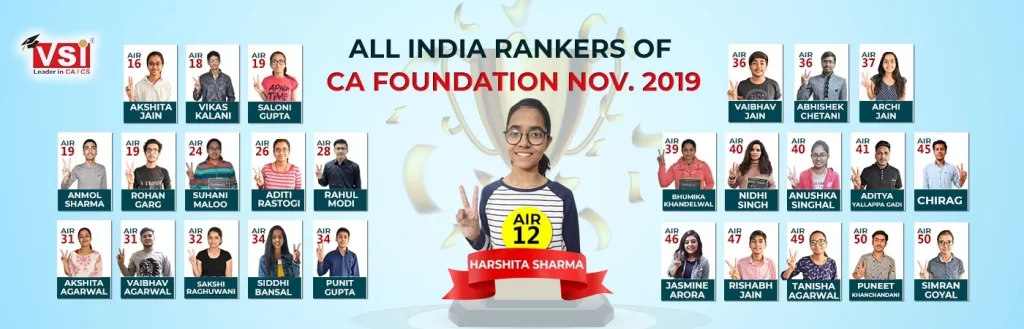 VSI All India Rankers of CA Foundation Nov 2019