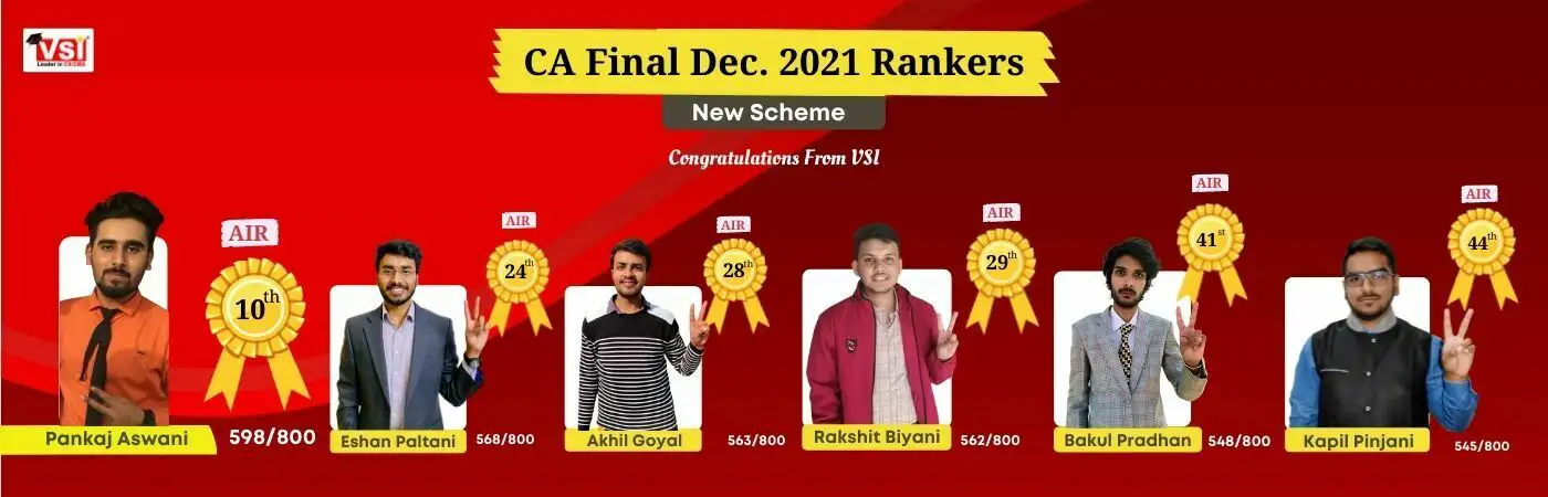 Dec 2021 Rankers from VSI CA Final Coaching