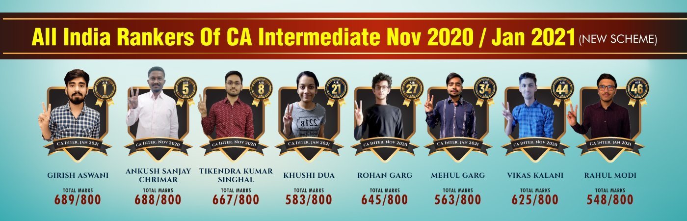 All India Rankers of CA Intermediate Nov/Jan 2021 Result