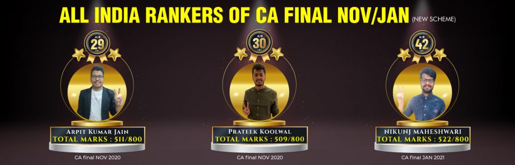 CA Final All India Rankers of Nov 2020/Jan 2021 exams