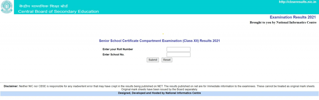 Checking the CBSE class 12th result from the official website