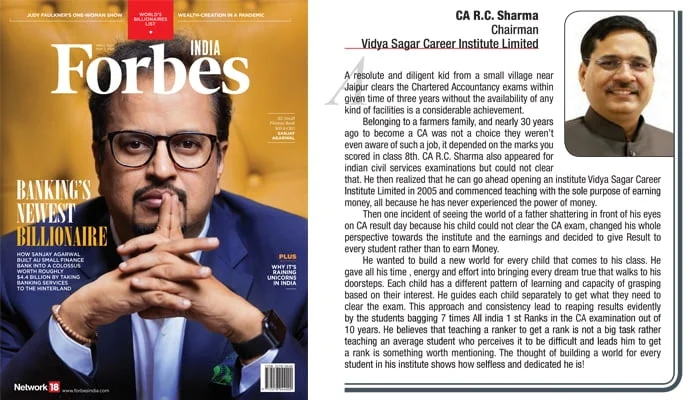 An Inspiring Personality, VSI Chairman CA RC Sharma Featured in Forbes India. image2