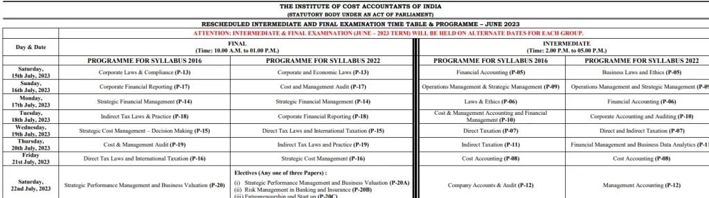 CMA Intermediate and Final exam dates june 2023
