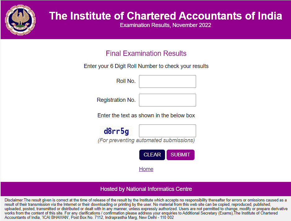 Checking the CA Final May 2023 result from ICAI website