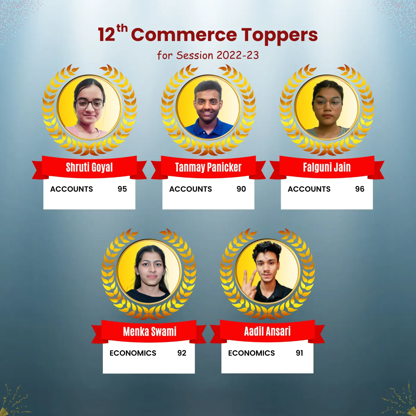 12th commerce toppers of VSI Jaipur