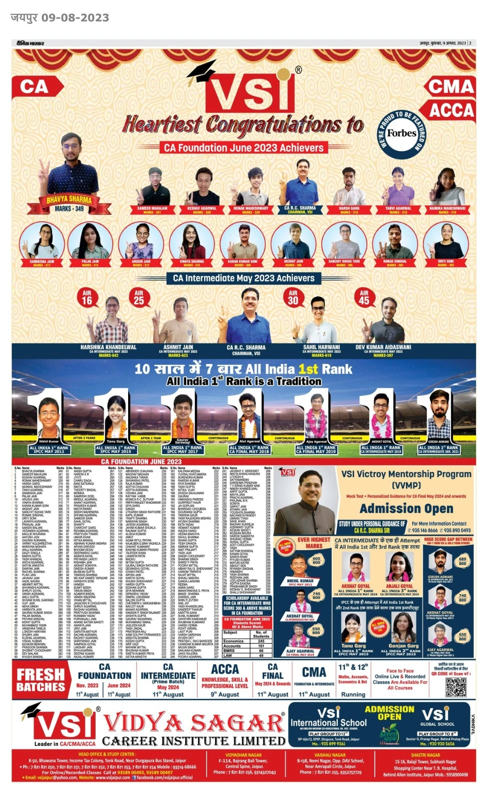 VSI Jaipur In Media VSI Jaipur Best CA Coaching Institute in India