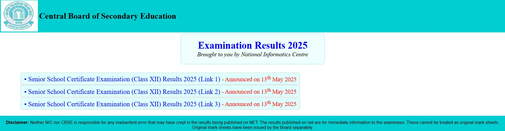 class 12th result cbse