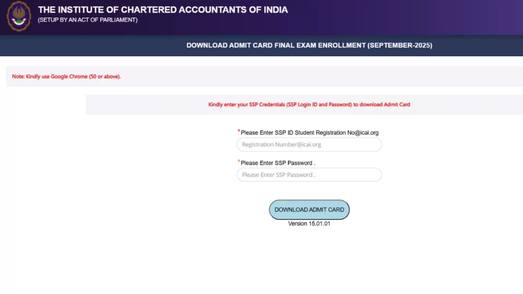 CA Final Admit Card September 2025