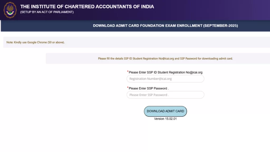CA Foundation Admit Card September 2025