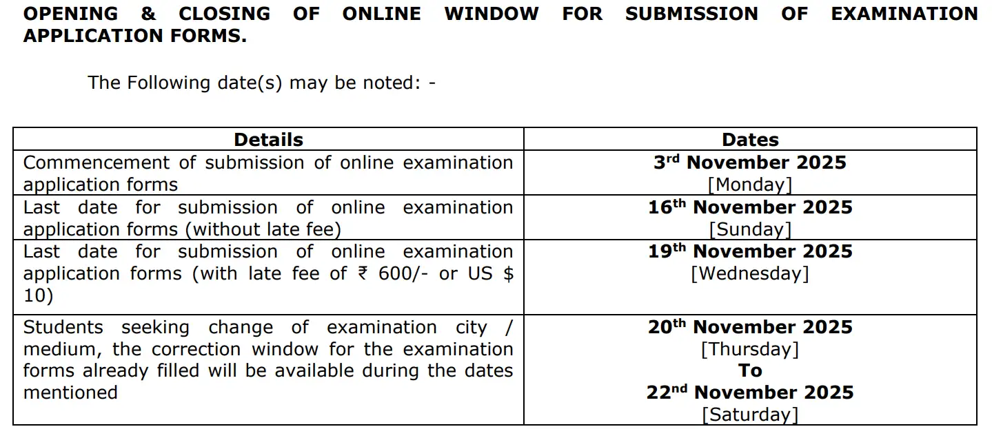 ICAI Correction Window January 2026 for CA Foundation, Inter & Final