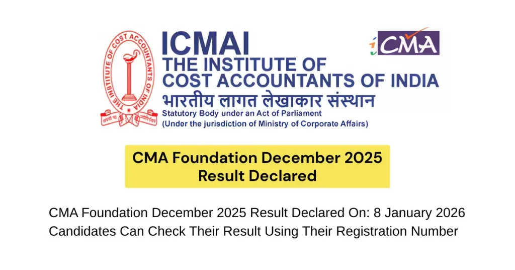 CMA Foundation Result December 2025 Declared on 8th January
