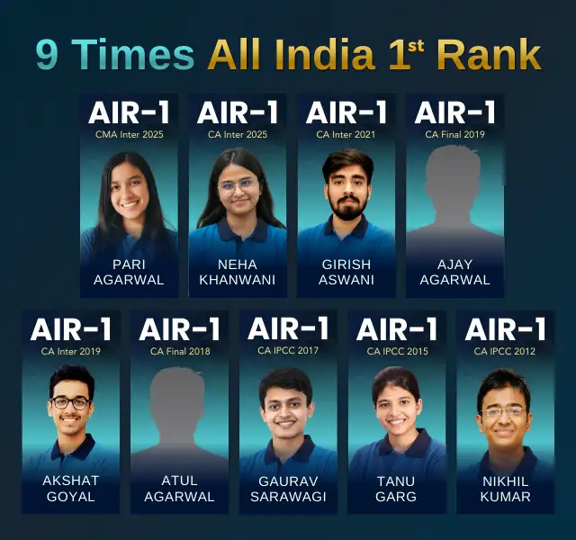 9 times All India 1st Rank in Last 15 Years