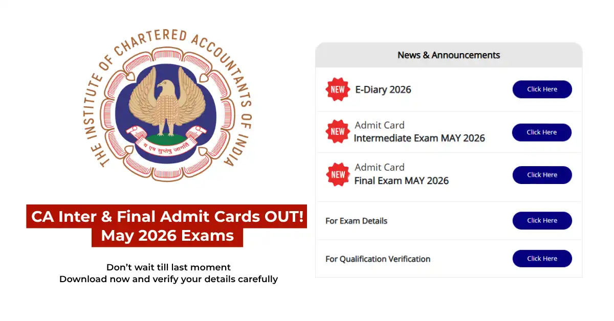 ICAI Admit Card May 2026 Released for CA Inter & CA Final