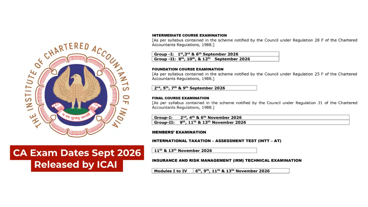 ICAI Releases CA Foundation Exam Dates for Sept 2026 Attempt