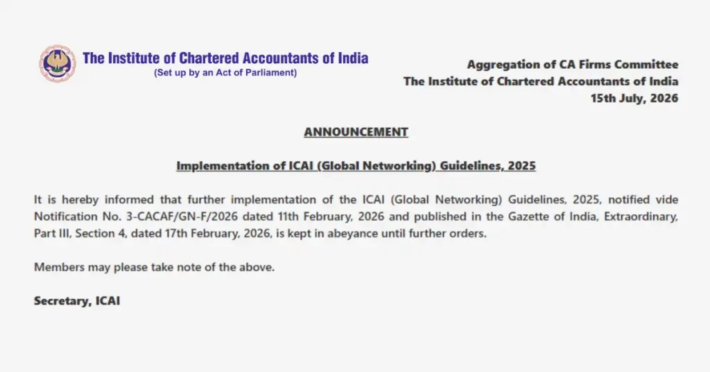ICAI Global Networking Guidelines Suspended Until Further Notice