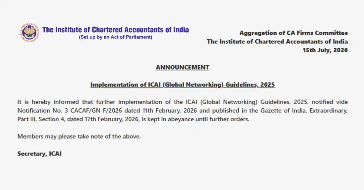 ICAI Global Networking Guidelines Suspended Until Further Notice